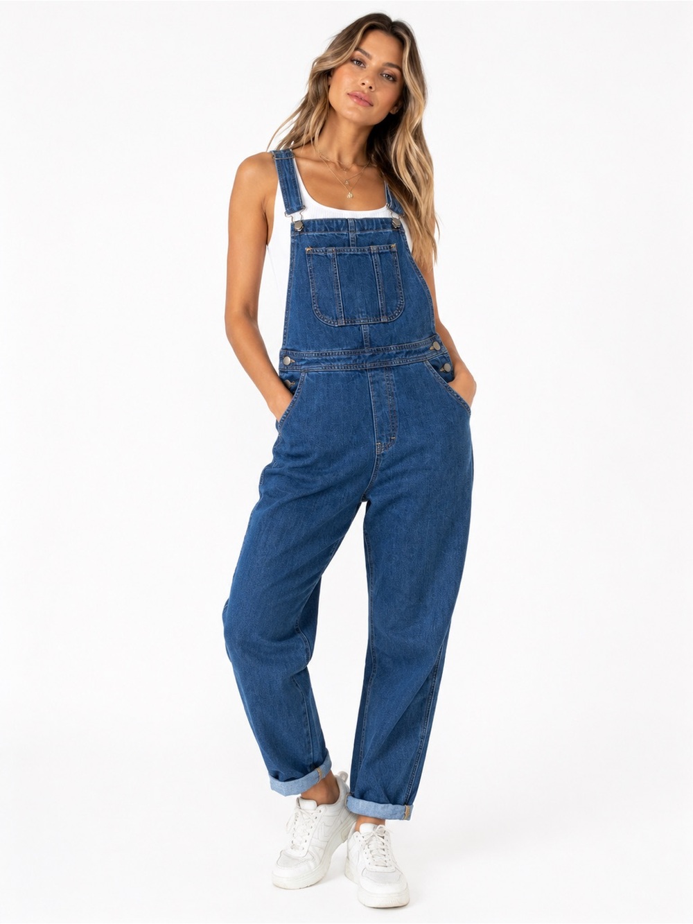 American Apparel Medium Wash Blue Denim Overalls
